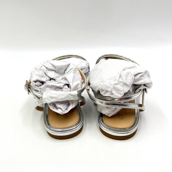 Jewel‎ Badgley Mischka Womens Roslyn Silver Metallic Jeweled Dress Flats Shoes 7 - Picture 6 of 12